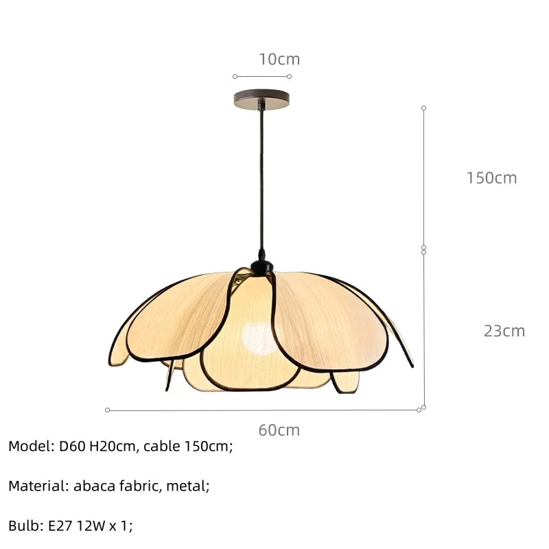 Decorbites™ Cremiges Abaca-Stoff LED-Hängeleuchte – Nordisch-französisches Wabi-Sabi Hängelampe