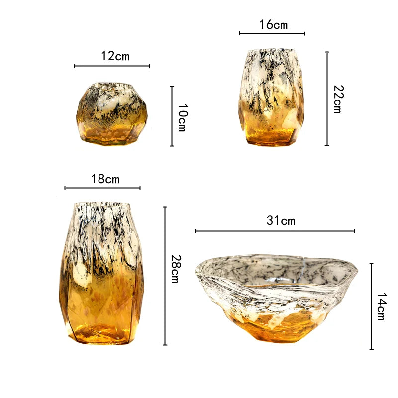 Decorbites™ Verlaufsfarben Schwarze Glas Vase Terrarium Topf Schale Desktop-Organisation Blüten Töpfe