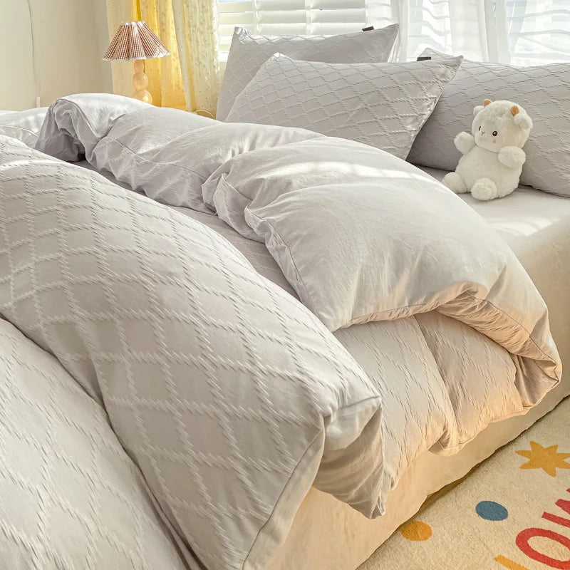 DecorBites™ Fresh Bubble Yarn Fabric Bedding Set - Soft, Breathable Duvet Cover with Sheet