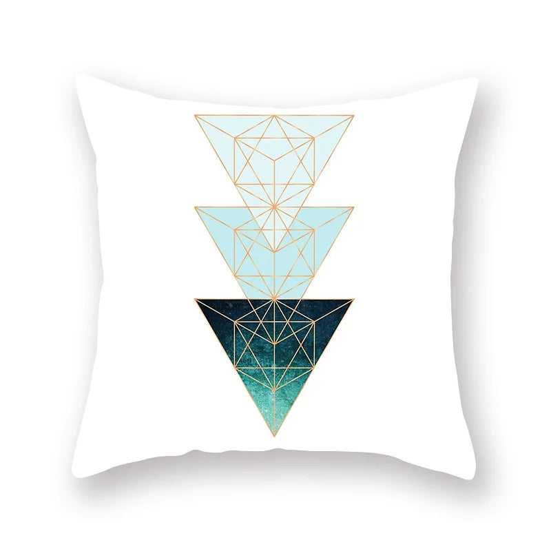DecorBites™ Geometric Leaf Flower Pillowcase Teal Blue Sofa Car Home Decor Throw Cover