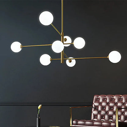 Decorbites™ Elegante Schwarz-Gold-Glas-Kugel-LED-Deckenleuchter für Zuhause | Moderne Pendelleuchte für Wohn-, Ess- und Schlafzimmer
