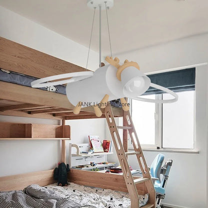 Decorbites™ Kleines Reh LED-Kronleuchter für das Kinderzimmer – Moderne Cartoon-Holz-Hängeleuchte