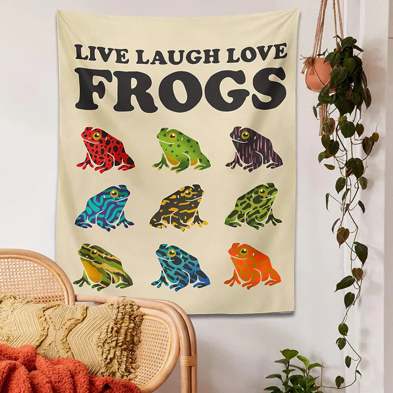 Decorbites™ Frosch-Teppich Wandbehang Psychedelische Hippie-Ästhetik Wandteppiche Heimdekoration