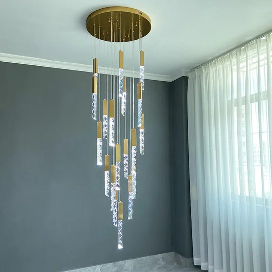 Decorbites™ Gold-Kristall-LED-Kronleuchter für modernes Loft-Wohnzimmer und Treppenhaus