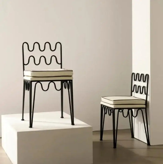 Decorbites™ Französisches Retro-Wellen-Esstisch- und Stuhlsatz