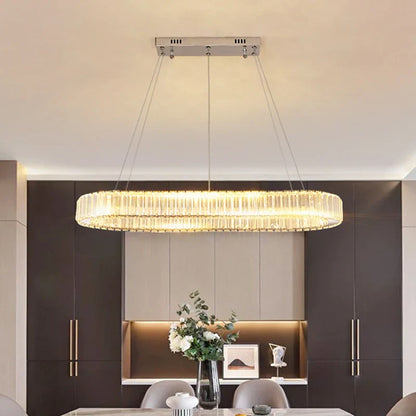 Decorbites™ Kristall-Oval-LED-Kronleuchter: Luxuriöse Leuchtarmatur für das Wohnzimmer – Modernes Design