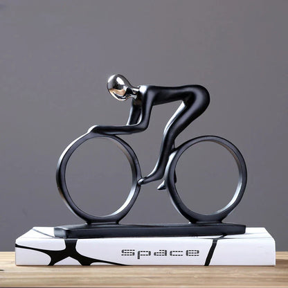 DecorBites™ Abstract Resin Cyclist Statue Bike Rider Figurine for Office Living Room