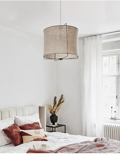 Decorbites™ Leinenstoff-Lüster: Japanischer Retro-Handarbeitskunst-Lampe für Restaurant, Schlafzimmer, Theke