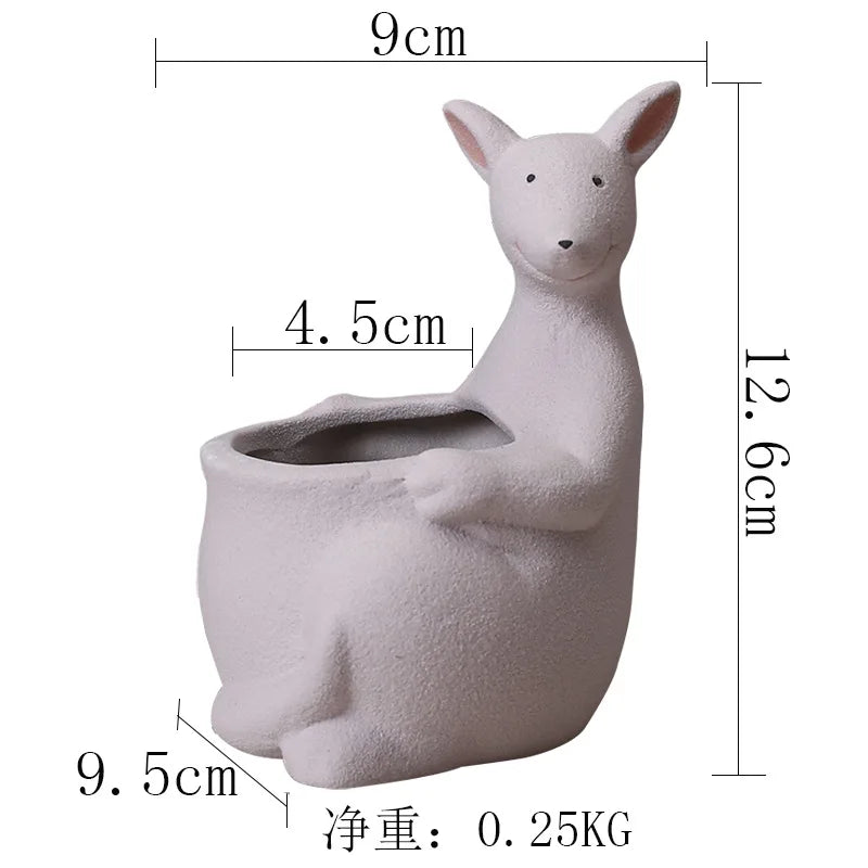 Decorbites™ Känguru-Cartoon-Keramik-Blumentopf-Vase für Kakteen, Sukkulenten und Pflanzen