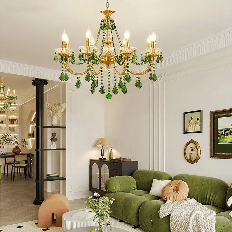 Decorbites™ Grüner Kristall-Lüster für das Wohnzimmer - Bohémien-Stil LED-Hängeleuchte