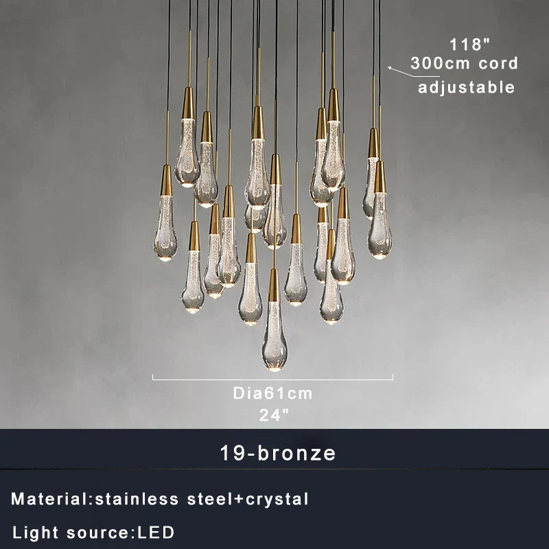 DecorBites™ Crystal Water-drop Chandelier Light Fixture - Luxury Stairwell Decor