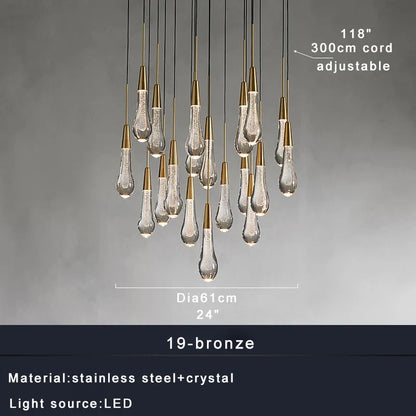 DecorBites™ Crystal Water-drop Ceiling Chandelier: Elegant Dining Table Lighting Fixture