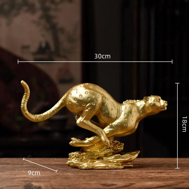Decorbites™ Goldener Leopard-Harzskulptur - Handgefertigte Gepard-Dekoration