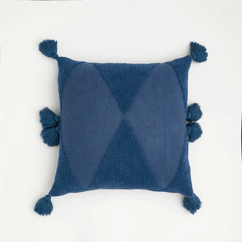 Decorbites™ Gestricktes Senfblau Quasten Kissenbezug für Heim-Sofa-Bett-Dekoration