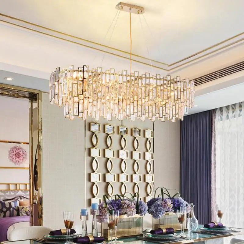 Decorbites™ Gold-Stahl-Kristall-Hängeleuchter - Luxuriöse LED-Hängeleuchte für Esszimmer