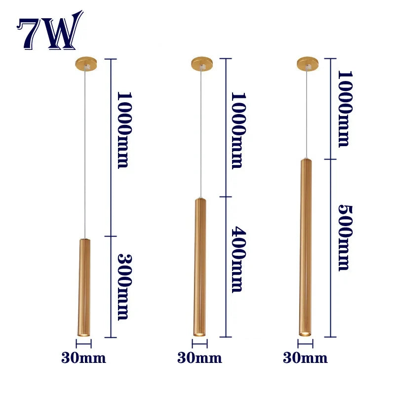 Slim Tube Aluminum Pendant Light in Brushed Nickel
