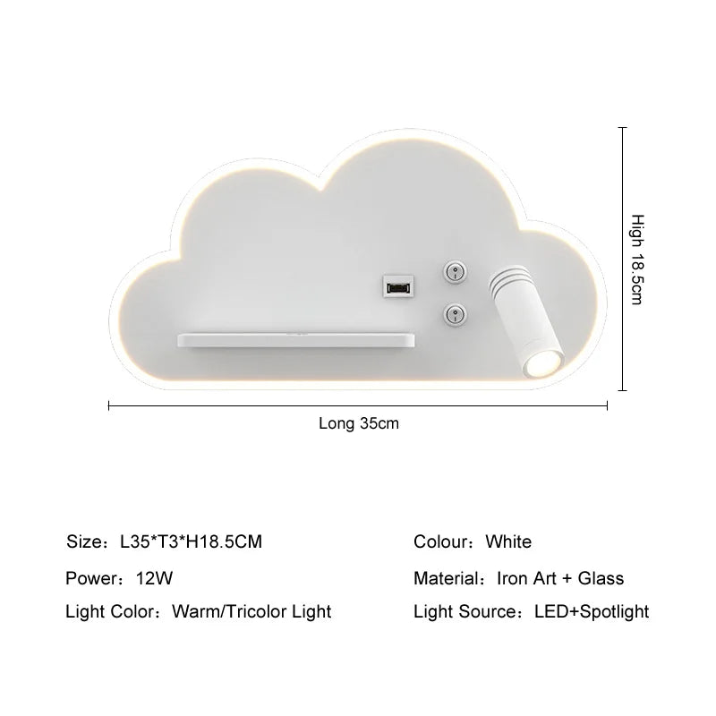 Decorbites™ LED-Bettlampe mit kabelloser Telefonladefunktion und USB, Multifunktions-Wandleuchte