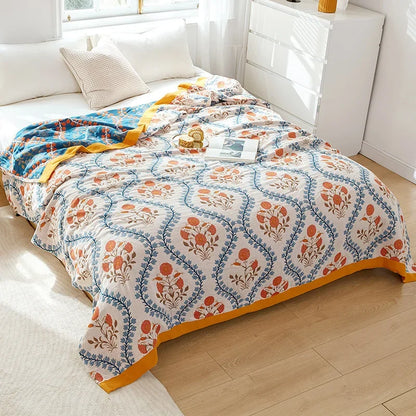 Decorbites™ Boho-Mandala-Baumwolldecke für den Sommer – Doppelseitige weiche Wurfdecke für Betten, Sofas