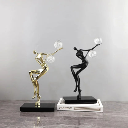 Decorbites™ Goldener Mann Tanzende Kristallkugel Akrobatik-Skulptur-Figur zur Heimdekoration
