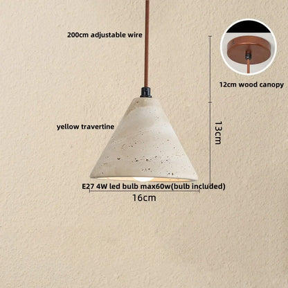 Decorbites™ LED-Hängeleuchte aus Schwarz-Eisen Wabi Sabi - Gelber Travertin