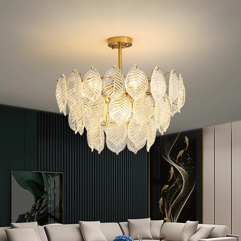 Luxury Leaf Glass Chandelier