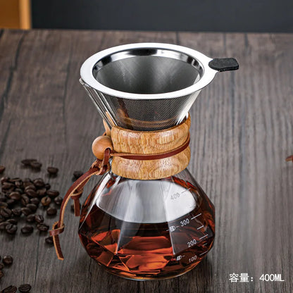 Decorbites™ Glas-Kaffeemaschine Handgebrühter Topf Tropffilter-Tasse Espressotopf