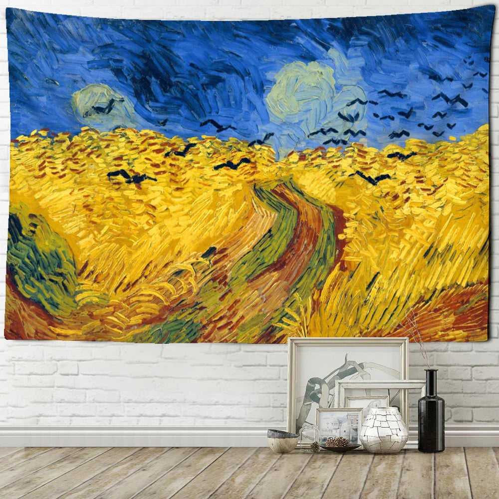 Decorbites™ Golden Field Öl-Gemälde-Teppich Wandbehang - Retro-Hippie-Kunst-Dekoration