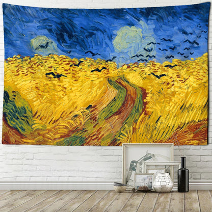 Decorbites™ Golden Field Öl-Gemälde-Teppich Wandbehang - Retro-Hippie-Kunst-Dekoration