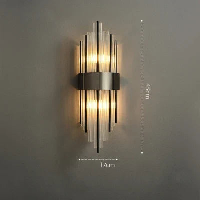 Decorbites™ Art-Deco-Edelstahl-Kristall-LED-Wandleuchte Schwarz Gold Schlafzimmer Flur