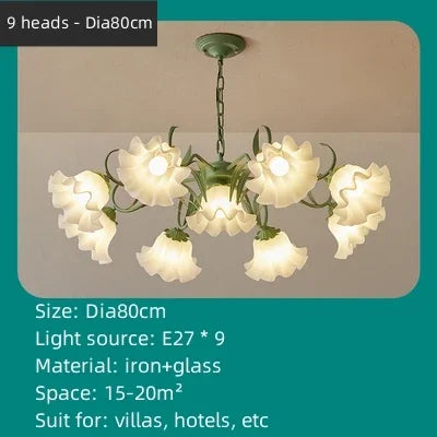 Decorbites™ Grüne Blume Deckenleuchter: Elegante Eisenkunst-Pendelleuchte für Wohnzimmer, Schlafzimmer, Villa