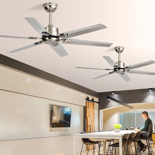 Decorbites™ Große 6-flügelige Edelstahl-Deckenventilator für Wohnzimmer, Schlafzimmer, Büro
