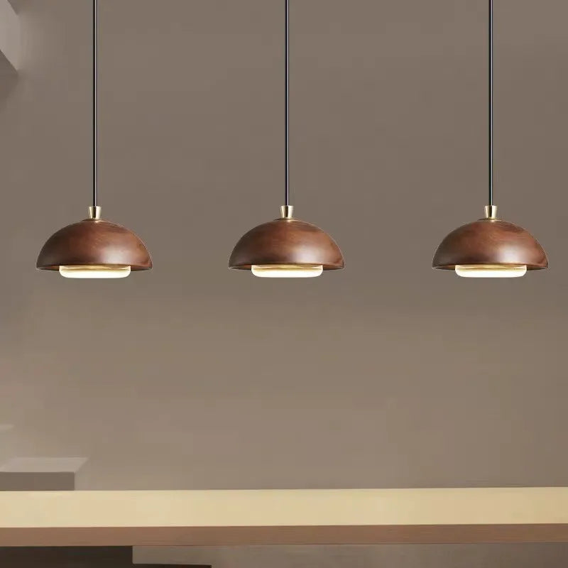Nordic Wood And Acrylic Pendant Light In Brown