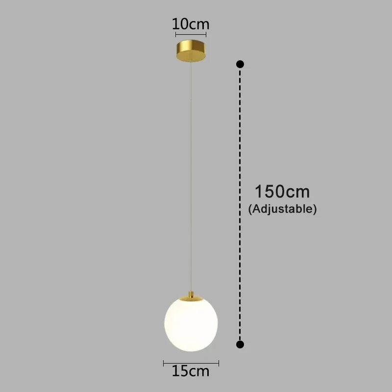Nordic Glass Pendant Light With Brass or Black Finish