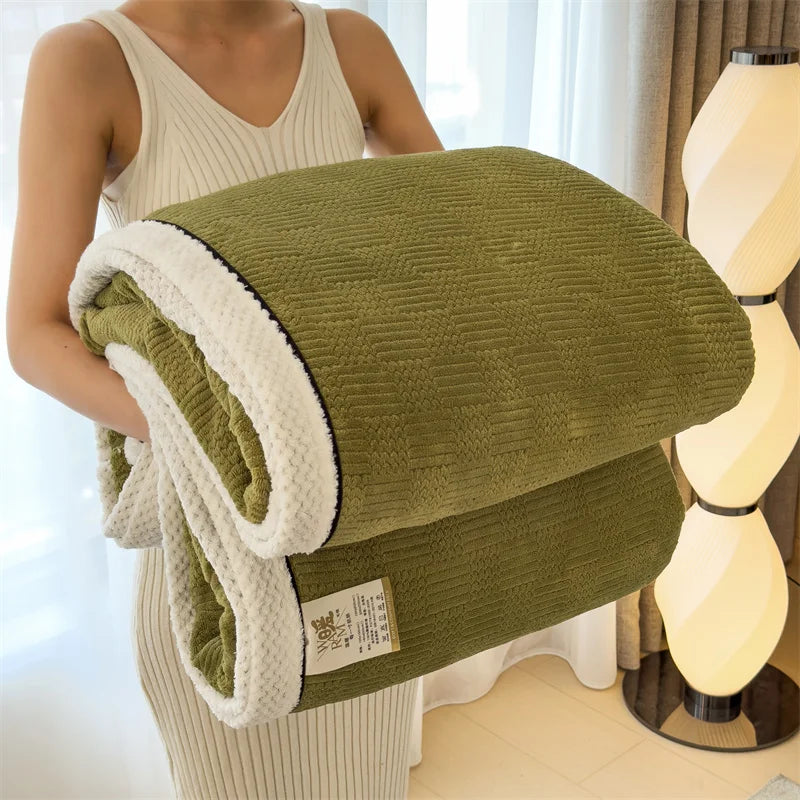 Decorbites™ Gemütliche Geschnitzte Samtdecke | Warm, Weich & Atmungsaktiv | Herbst Winter Sofabett Überwurf