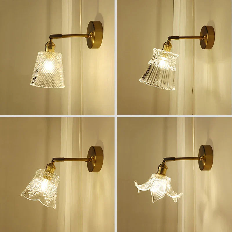 Decorbites™ Messing-Wandarmleuchte mit Glasschirm für Schlafzimmer und Wohnzimmer