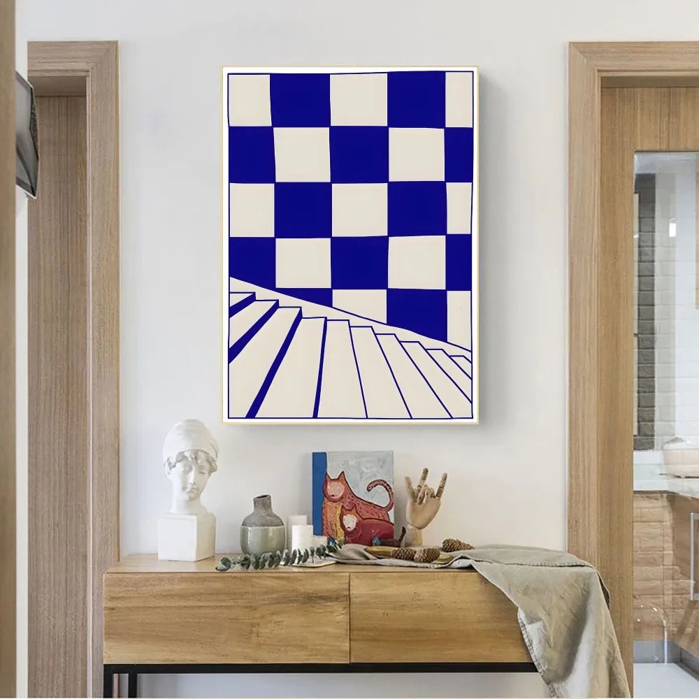 Abstract Klein Blue Simple Poster Wall Art Posters Vintage Canvas Prints Poster for Home Decoration Living Room Bedroom Decor