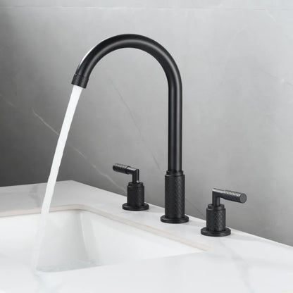 Decorbites™ Schwarzer Messing Beckenarmatur mit Wasserfall-Effekt und 3-Loch-Design