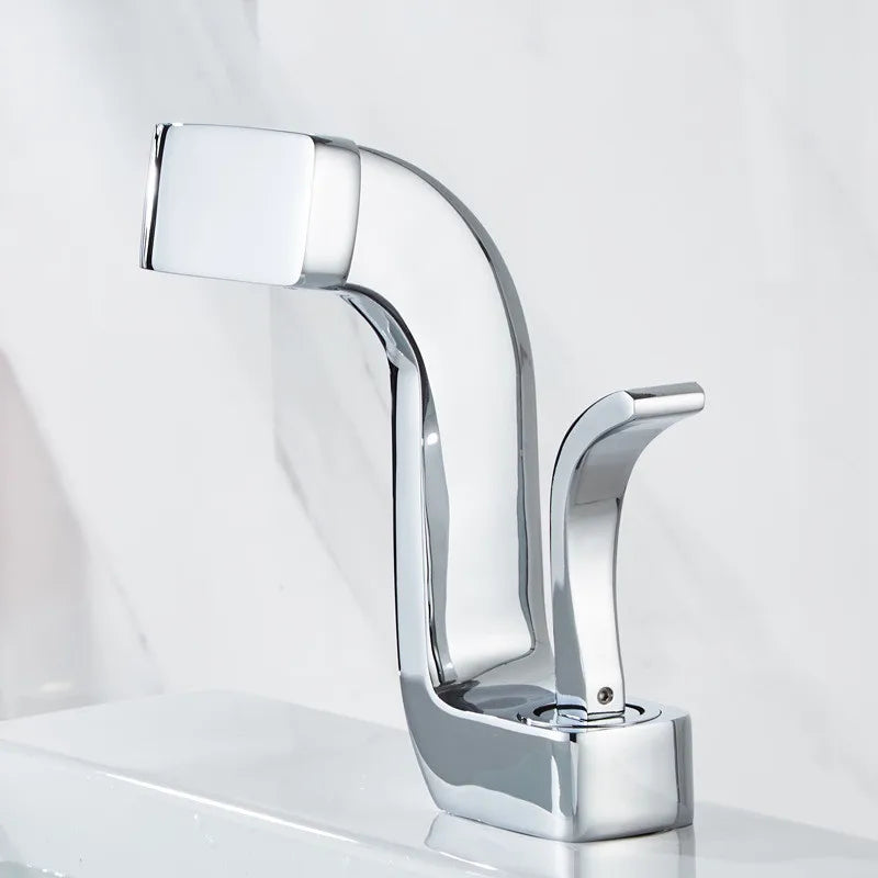Gold Brass Basin Faucet With Ceramic Valve