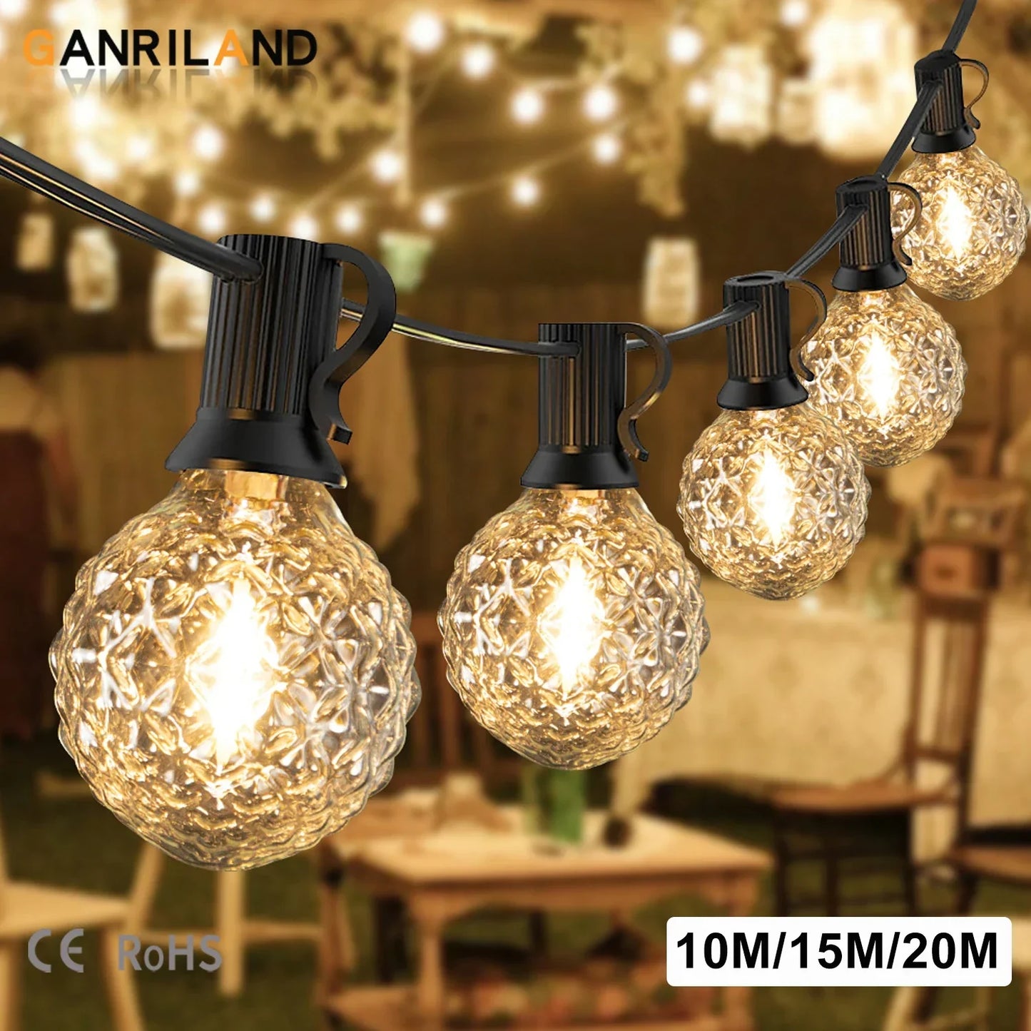 Decorbites™ Dimmbare LED G40 Lichterkette | 50FT 65FT Verbindbare Außen-Feenkette