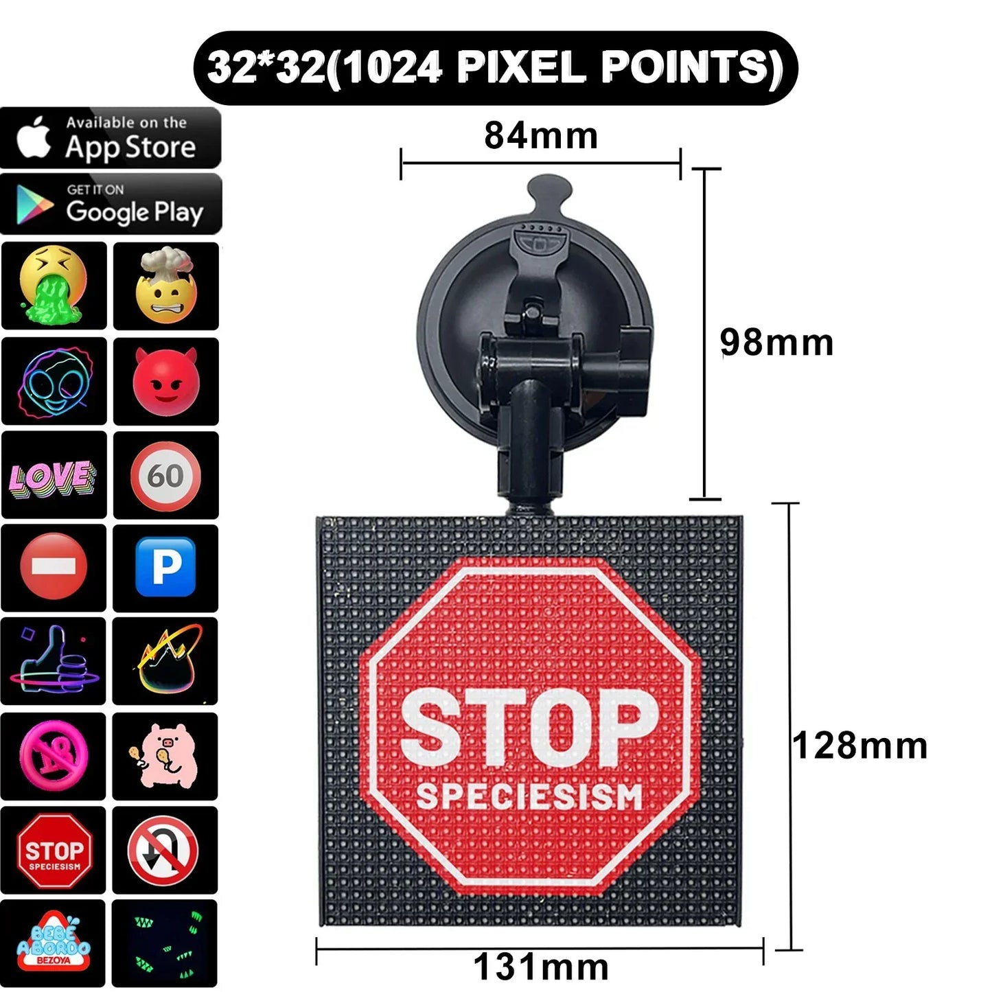 DecorBites™ LED Car Sign Screen with Custom Text Animation - 32x32 Pixel Display