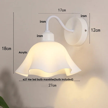 DecorBites™ Glass Iron LED Wall Sconce Pull Chain Switch White Stair Light