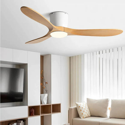DecorBites™ 52" Low Floor Fan Lights Wood Blade Remote Control Ceiling Fan Strong Winds