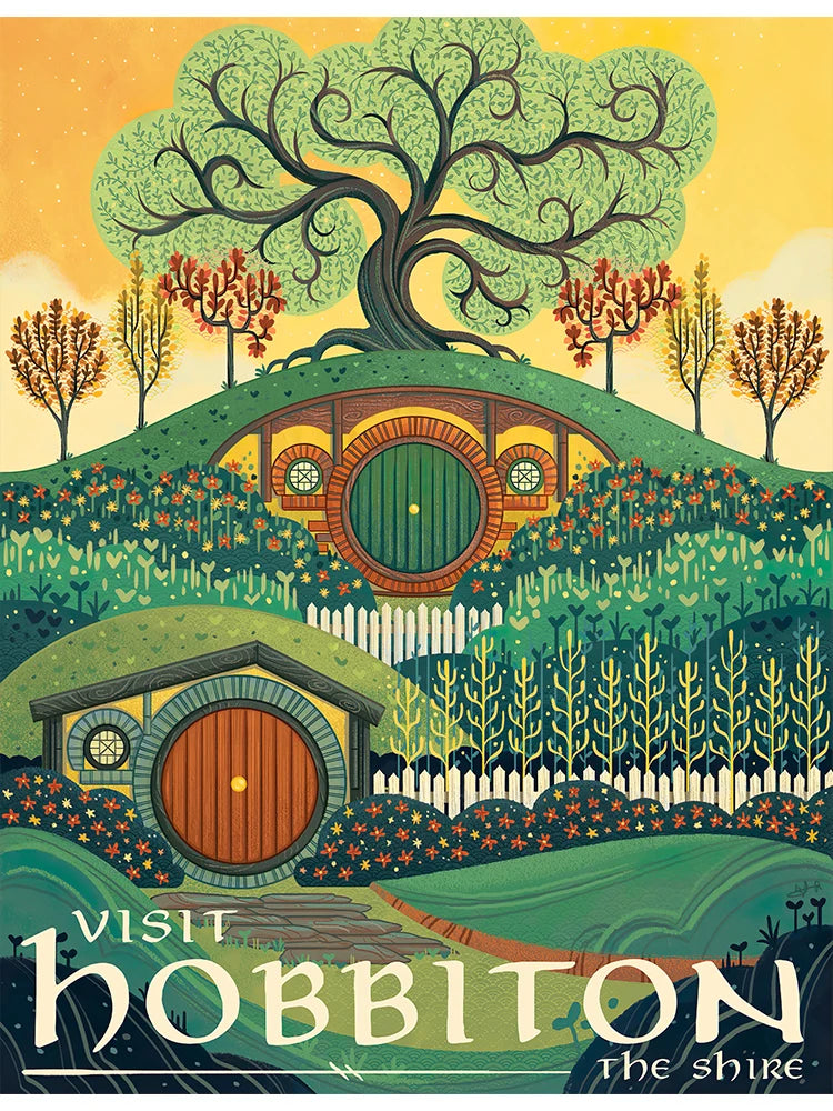 Abstract Ring Art Retro Travel Poster Canvas Painting Vintage Film Mordor Castle Lord Magic Wall Kid Bed Room Home Decor Picture