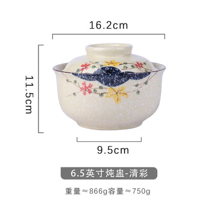 Decorbites™ Japanischer Stil Ramen-Schüssel mit Deckel | Keramische Nudelschüssel für Suppe, Reis, Brei