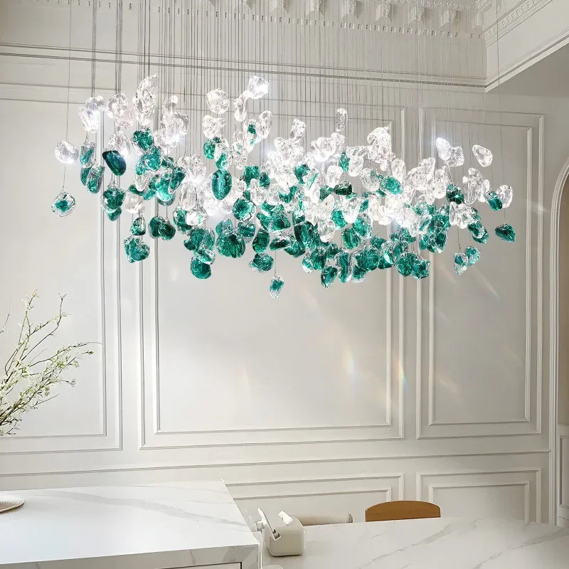 Decorbites™ Glas-Stein-Kronleuchter: Moderne Luxus-LED-Pendantleuchten für Esszimmer-Kunstdekoration