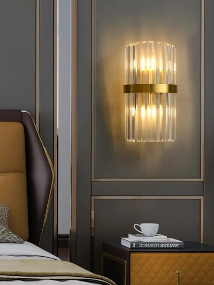Decorbites™ Art-Deco-Edelstahl-Kristall-LED-Wandleuchte Schwarz Gold Schlafzimmer Flur