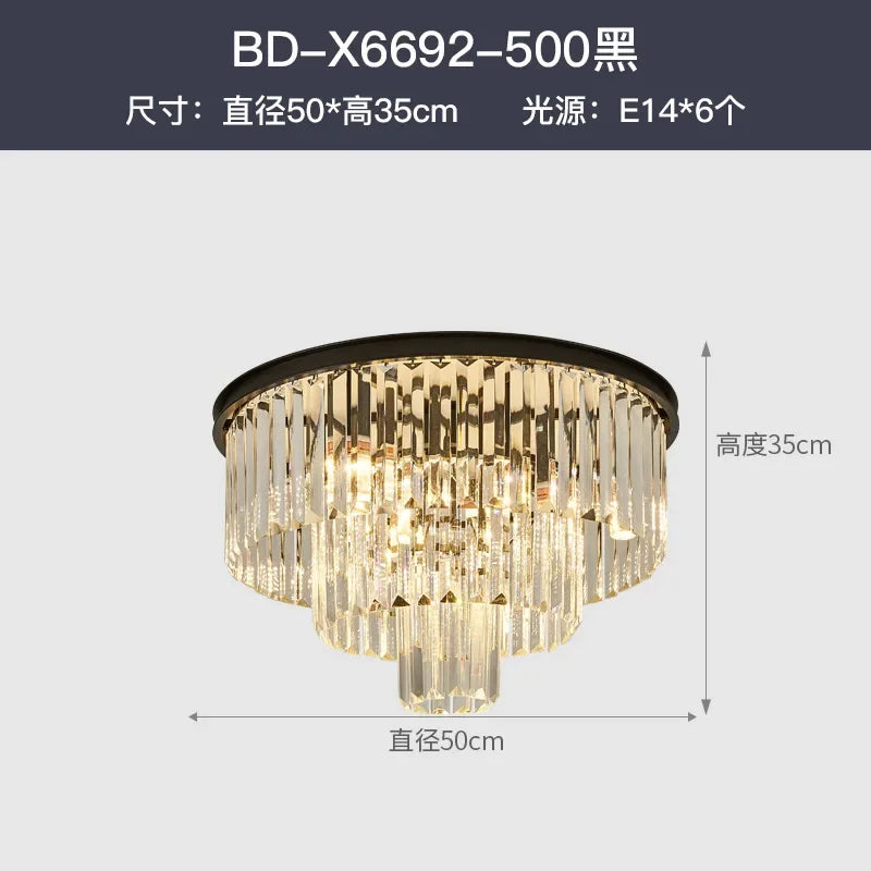 Decorbites™ Kristall Gold Schwarz LED Kronleuchter - Mehrstöckige moderne runde Pendelleuchte