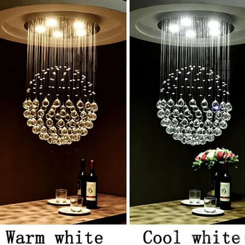 DecorBites™ Crystal Ball Ceiling Chandelier: Elegant LED Light Fixture for Home Decor