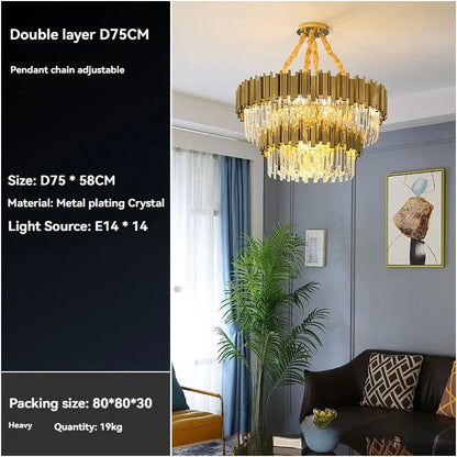 Decorbites™ Kristall-Gold-Hängeleuchte LED Deckenleuchte für Wohnzimmer Schlafzimmer Kücheninsel