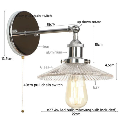 Decorbites™ Industrielles Loft-LED-Wandleuchte für Schlafzimmer, Badezimmer, Treppen - Steckdosensichtbare Eisenlampe